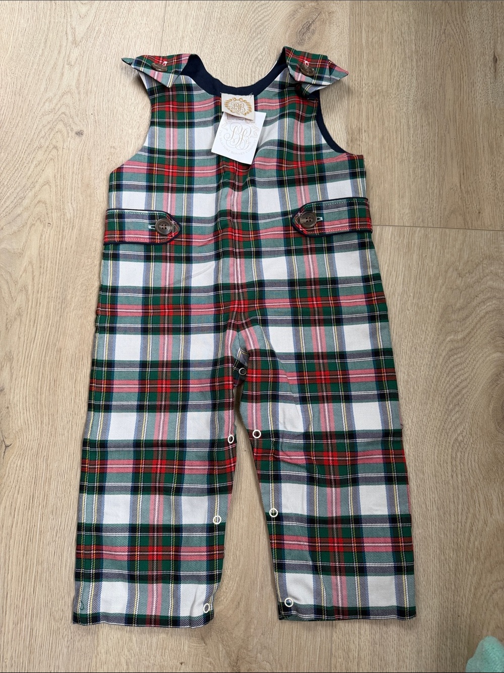 The Beaufort Bonnet CompanyClassic Plaid Kids Romper - Green & Red NWT